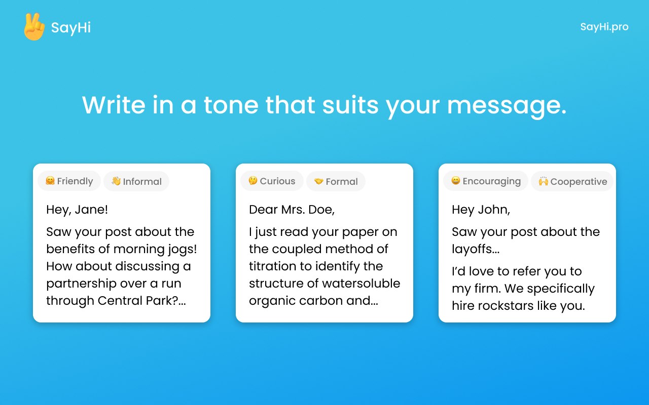 SayHi: Persuasive LinkedIn Message Writer